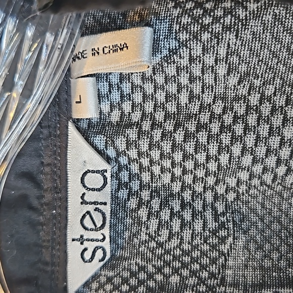 Stera Black White Button Down sreachers Shirt Sz L - Picture 4 of 11